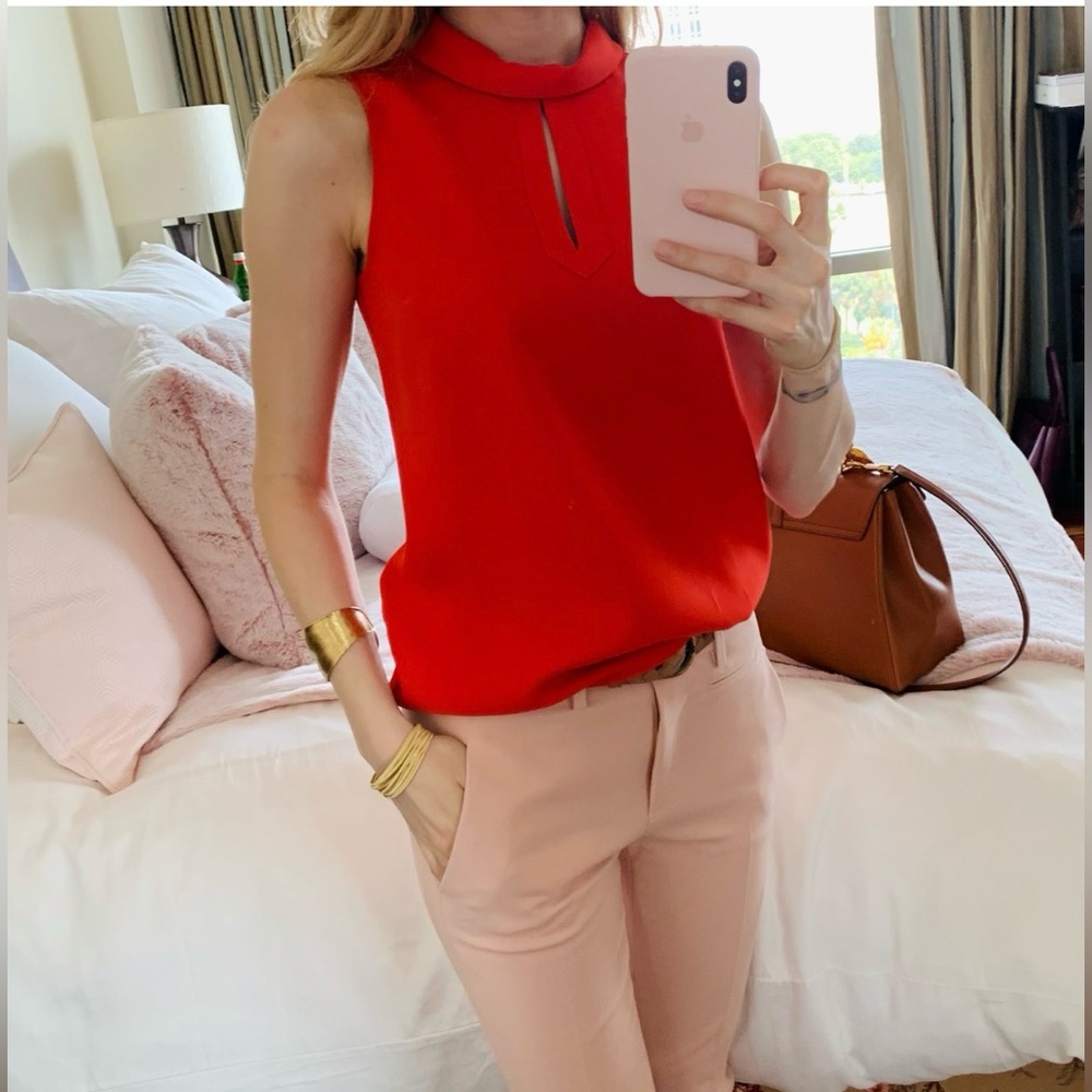 Sleeveless Red Blouse